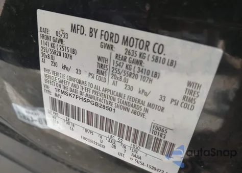 2023 Ford Explorer Limited from USA, damaged, VIN 1FMSK7FH5PGB28501